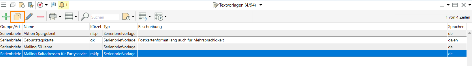 A7 S3 Textvorlage kopieren